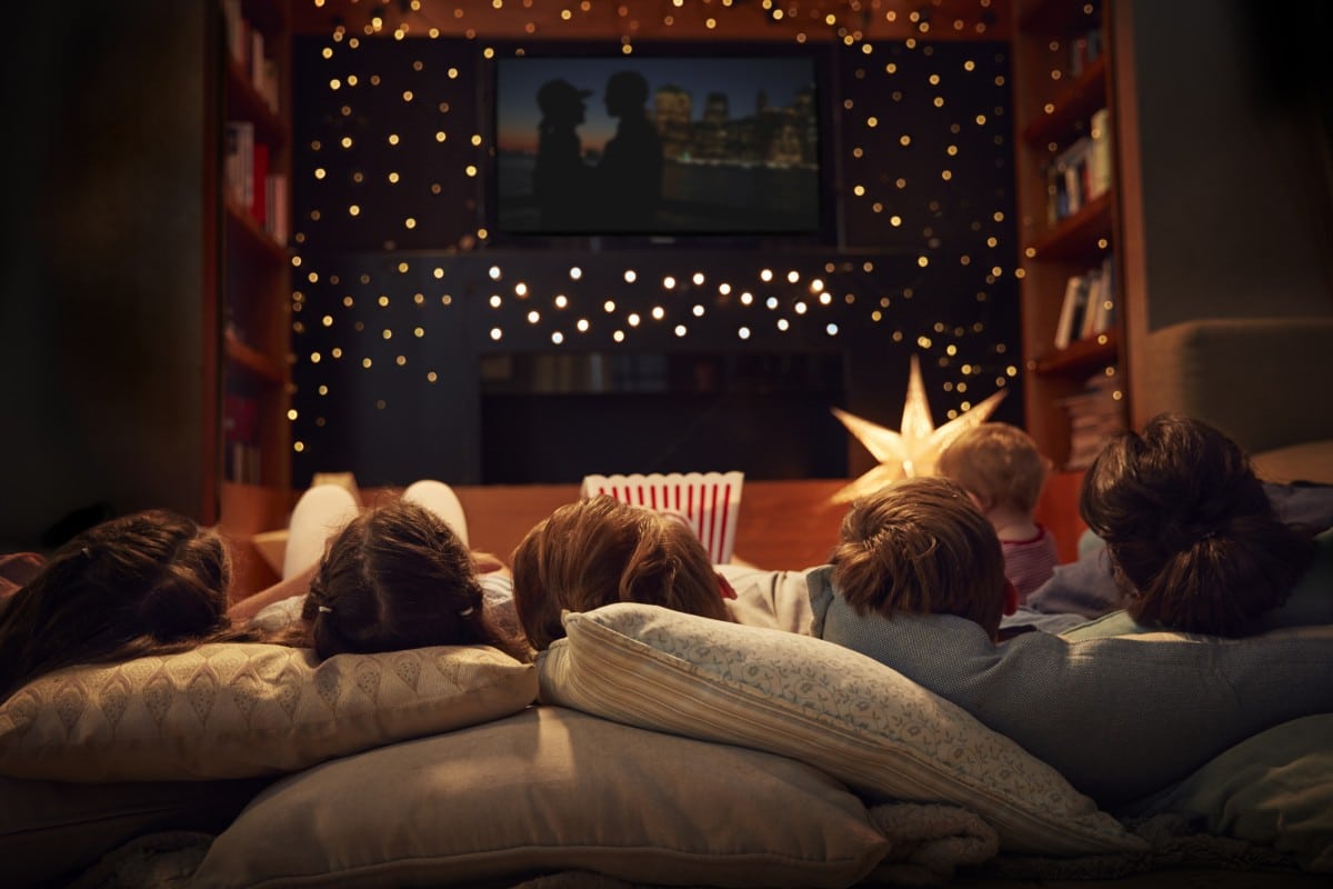 family watching a movie