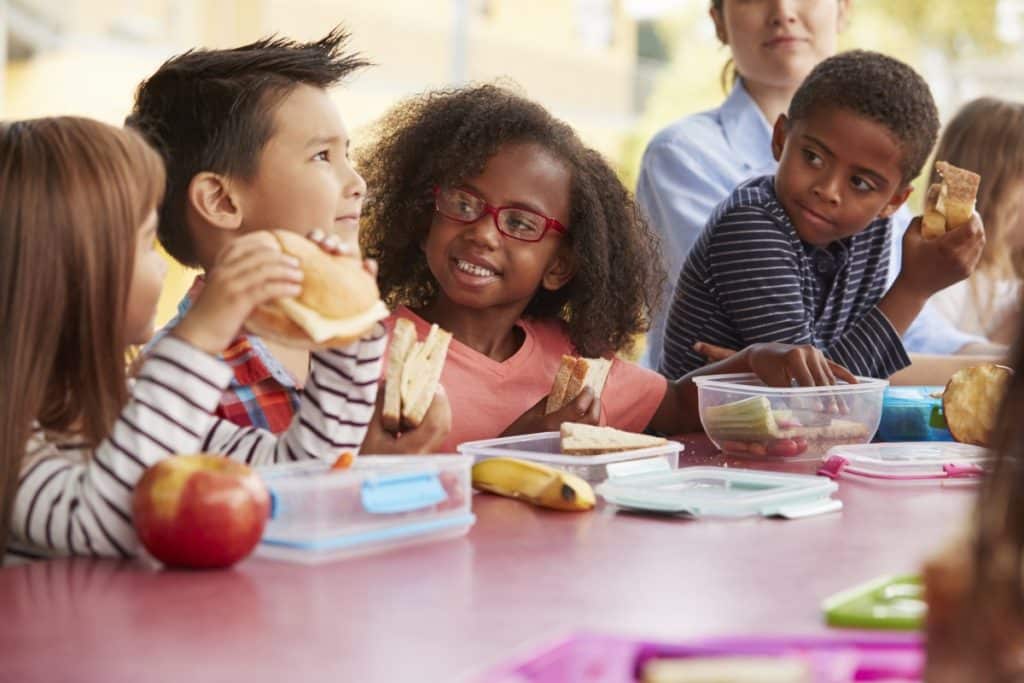 kids having lunch at school