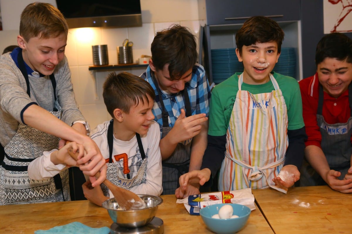 A Family Cooking together