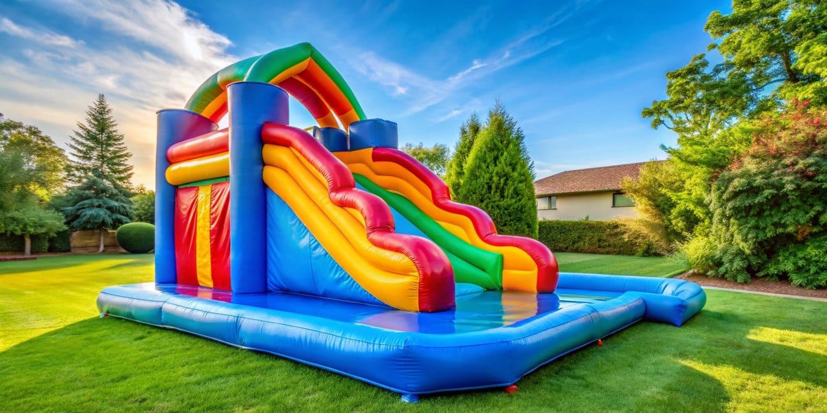 Large inflatable slide for kids parties
